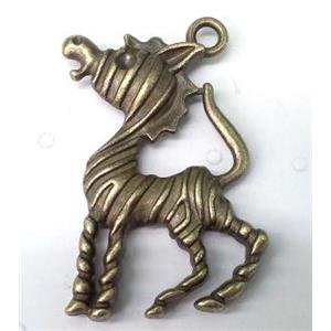 Tibetan silver animal pendant, non-nickel, bronze, approx 25x39mm
