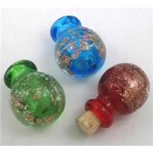 glass lampwork bottle pendant, mixed color, approx 16-27mm, 5mm hole