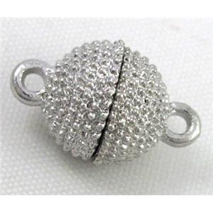 Magnetic Clasp for bracelet, necklace, platinum plated, approx 14mm dia