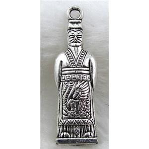 Ancient Chinese Emperor, Tibetan Silver pendant non-nickel, 12x38mm