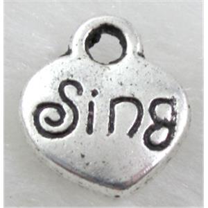 Tibetan Silver pendant Non-Nickel, 10.5x12mm,3mm dia