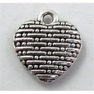 Heart pendant, Tibetan Silver non-nickel, 10mm wide