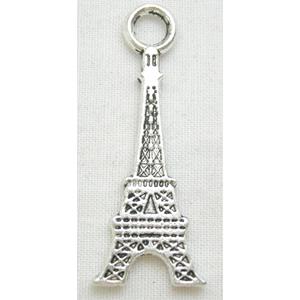 Tower Eiffel Charm, Tibetan Silver Pendant Non-Nickel, 12.5x31mm