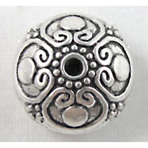 Tibetan Silver Flat Ball Spacers Non-Nickel, 16mm dia, 12mm high