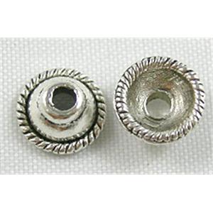 Tibetan Silver Caps Non-Nickel, 8mm dia, 4mm high