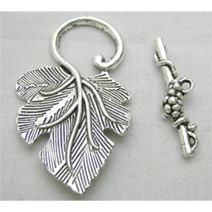 Tibetan Silver Toggle Clasps Non-Nickel, 22x37mm,stick:25mm