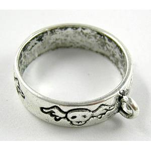 Tibetan Silver hanger Ring Charm Non-Nickel, 21mm dia, 6mm thick