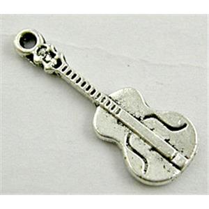 Guitar, Tibetan Silver Charm Non-Nickel, 10x26mm