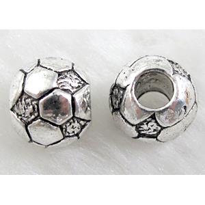 Football Charms, Tibetan Silver Non-Nickel, 11mm dia, hole:4.5mm