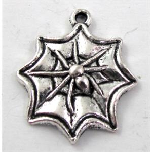 Spider cobweb, Tibetan Silver pendant non-nickel, 18mm dia
