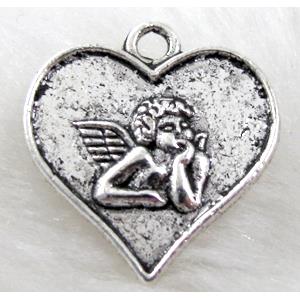 angel heart, Tibetan Silver pendant non-nickel, 17x18mm