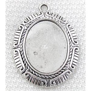 Cameo Tray, Tibetan Silver pendant non-nickel, 36x48mm, inside:23x30mm