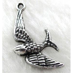 swallow charm, Tibetan Silver bird pendant Non-Nickel, 15x30mm