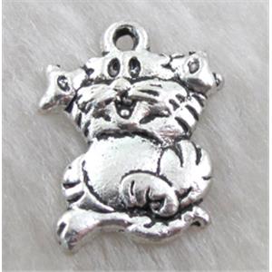 cats, Tibetan Silver pendant Non-Nickel, 12x18mm