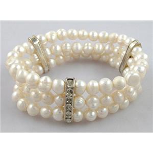 Handcraft Cluster Pearl Bracelet, elastic, approx 6.5-7.5mm, 6.8 inch(17.5cm) length