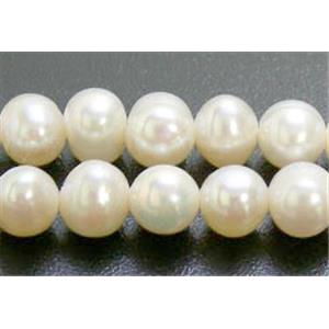 15.5 inches string of freshwater pearl beads, white, potato, 5~6mm dia, 72 beads per strand