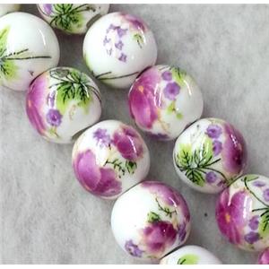 round Porcelain beads, approx 10mm dia