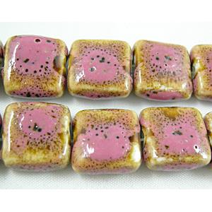 Oriental Porcelain Square Beads, 16.5x16.5mm, 8mm thick, 24pcs per st