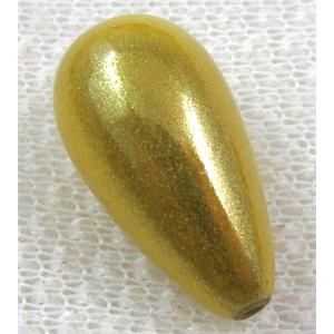 Miracle Beads, plastic, teardrop, yellow, 12x23mm, hole:1.8mm, approx 300pcs