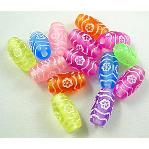 Colorful Plastic Rice Beads, mixed, 6x11mm, approx 1940pcs
