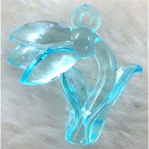 Flower Acrylic pendant, transparent, 30x30mm, approx 500pcs