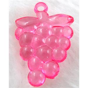 Grape Acrylic pendant, transparent, hot pink, 16x38mm,approx 270pcs