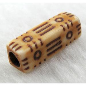 Antique Style red plastic bead, tube, 6x6x19mm, hole:3mm, approx 800pcs