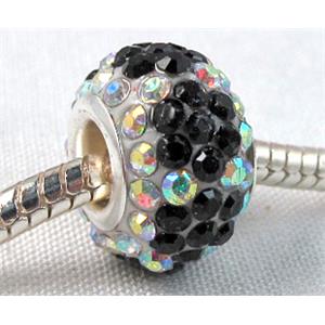 acrylic bead with middle east rhinestone, 10x15mm, 5mm hole