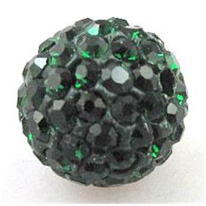 fimo beads with middle east rhinestone, peacock-green, 8mm dia