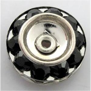 rondelle rhinestone, mideast rhinestone, platinum plated, 15mm dia