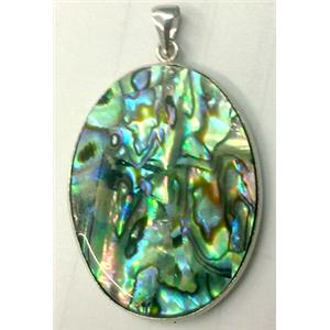 Paua Abalone shell pendant, oval, mxied, 30x40mm