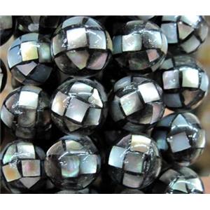 mother of pearl bead, round, 10mm dia