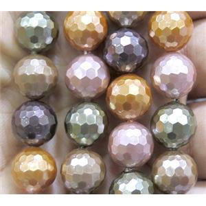 Pearlized Shell Bead, faceted round, approx 10mm dia