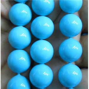 blue Pearlized Shell Beads, round, approx 14mm dia