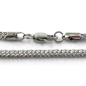 platinum plated Stainless Steel Necklace, 3x3mm, approx 19.5 inch(50cm) length