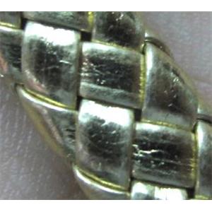PU leather Cord, gold plated, braided, approx 10mm wide