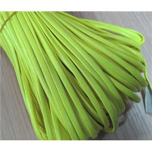 PU leather Cord, flat, yellow, approx 4mm wide