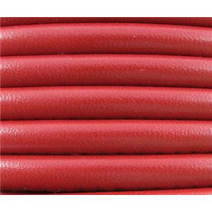 PU leather Cord, round, red, approx 6mm dia