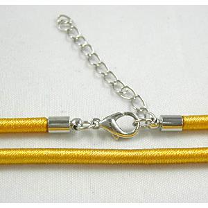 silk-braiding Rubber Necklace Cord, Gold, 3mm dia, 18 inch length