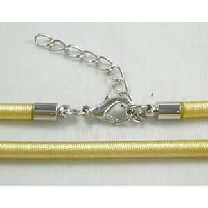 silk-braiding Rubber Necklace Cord, Yellow, 3mm dia, 18 inchlength