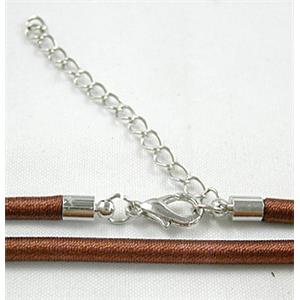 silk-braiding Rubber Necklace Cord, Brown, 3mm dia, 18 inchlength