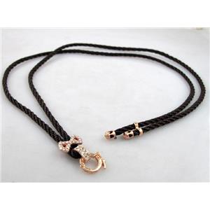 Necklace Cord, Rattail Nylon, alloy clasp with rhinestone, wire:3mm, 32 inch length