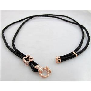 Sennit Necklace Cord, Rattail Nylon, alloy clasp with rhinestone, wire:3mm, 32 inch length