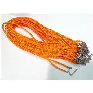 Rattail Nylon, Sennit Necklace Cord, copper connector, orange, 3mm dia