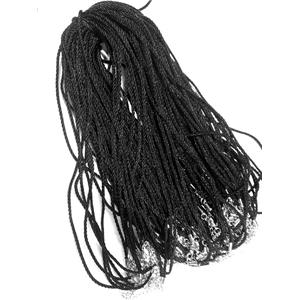 Rattail Nylon, Sennit Necklace Cord, copper connector, black, 3mm dia
