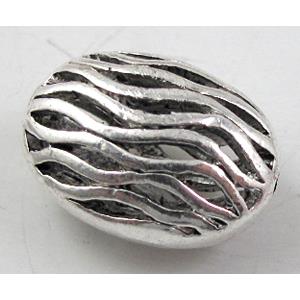 Tibetan Silver Charms Flat Oval Spacer, 13x17.5mm, 9mm thick