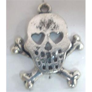 Skull Charm, Tibetan Silver pendants, 20.7x22mm