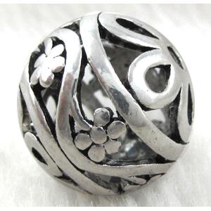 Tibetan Silver Charms Round bead, approx 25mm dia