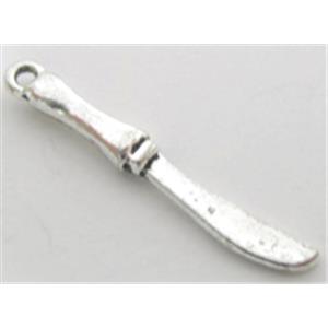 Dessert Knife, Tibetan Silver Charm Non-Nickel, 25mm length