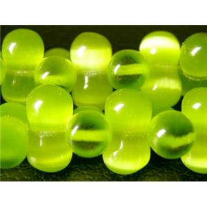 Cats eye beads, peanut, olive, 6x12mm, 78beads per st.